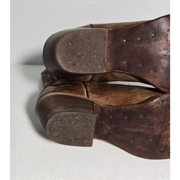 VTG EL DORADO Western Cowgirl BOOTS Leather Embroidered Brown Distressed 7.5 M - Picture 15 of 15